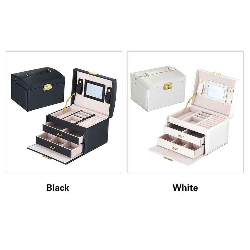 Fashionable PU Leather Jewelry Box White - Image 2