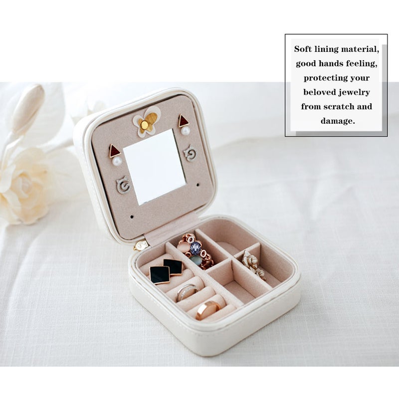 Small Portable Travel Jewelry Box with Mirror Storage Case Orange - Image 3