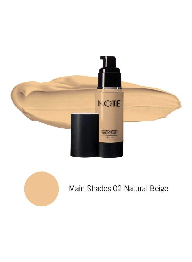 Note Mattifying Extreme Wear Foundation SPF 15 02 Natural Beige - Image 2