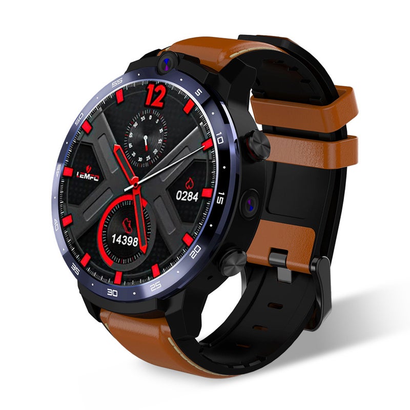 Lemfo - LEM12 Pro 4G LTE Multi-Function Smartwatch For Android/iOS Phones Brown - Image 1