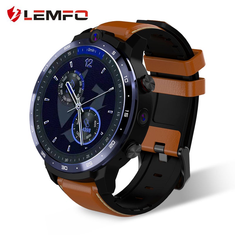 Lemfo - LEM12 Pro 4G LTE Multi-Function Smartwatch For Android/iOS Phones Brown - Image 1