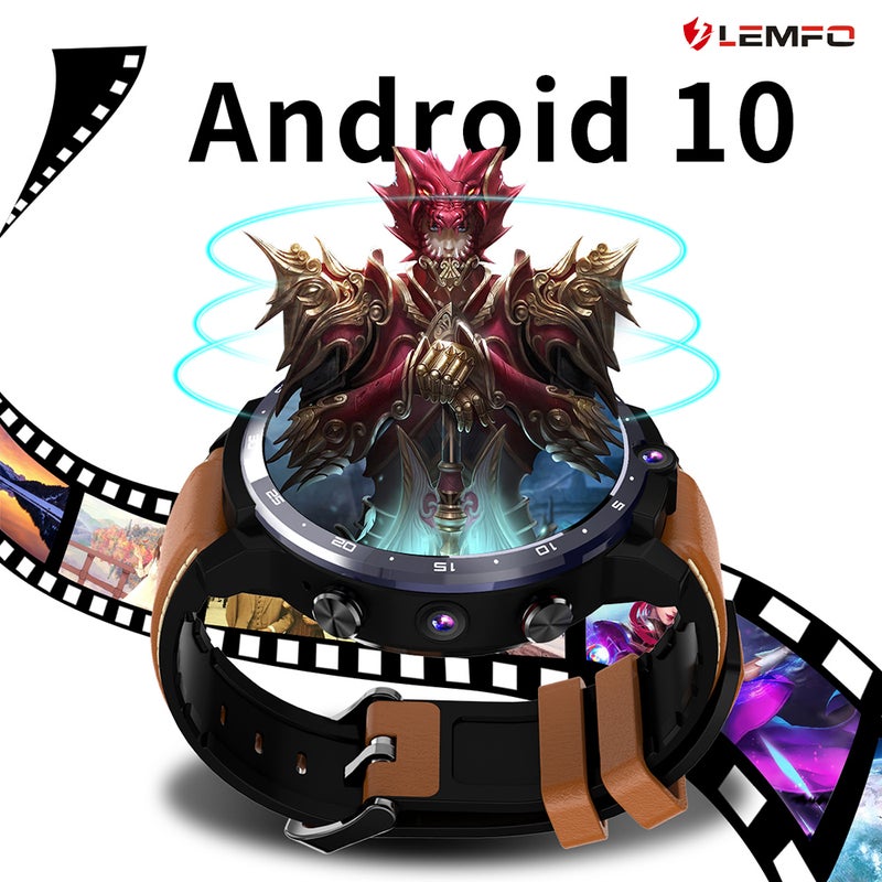 Lemfo - LEM12 Pro 4G LTE Multi-Function Smartwatch For Android/iOS Phones Brown - Image 1