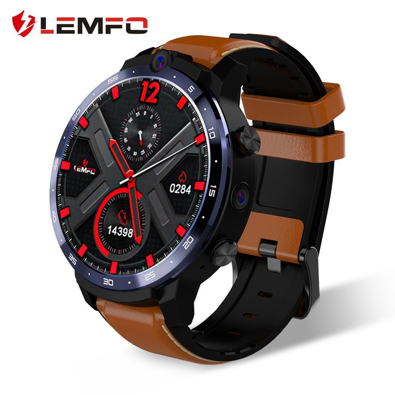 Lemfo - LEM12 Pro 4G LTE Multi-Function Smartwatch For Android/iOS Phones Brown - Image 1