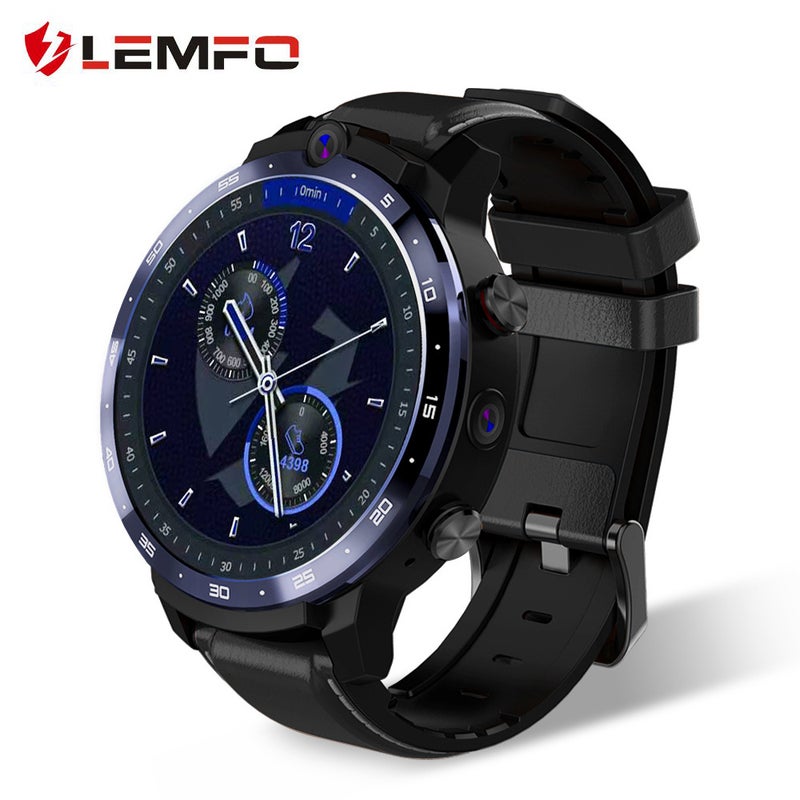 Lemfo - LEM12 Pro 4G LTE Multi-Function Smartwatch For Android/iOS Phones Black - Image 1
