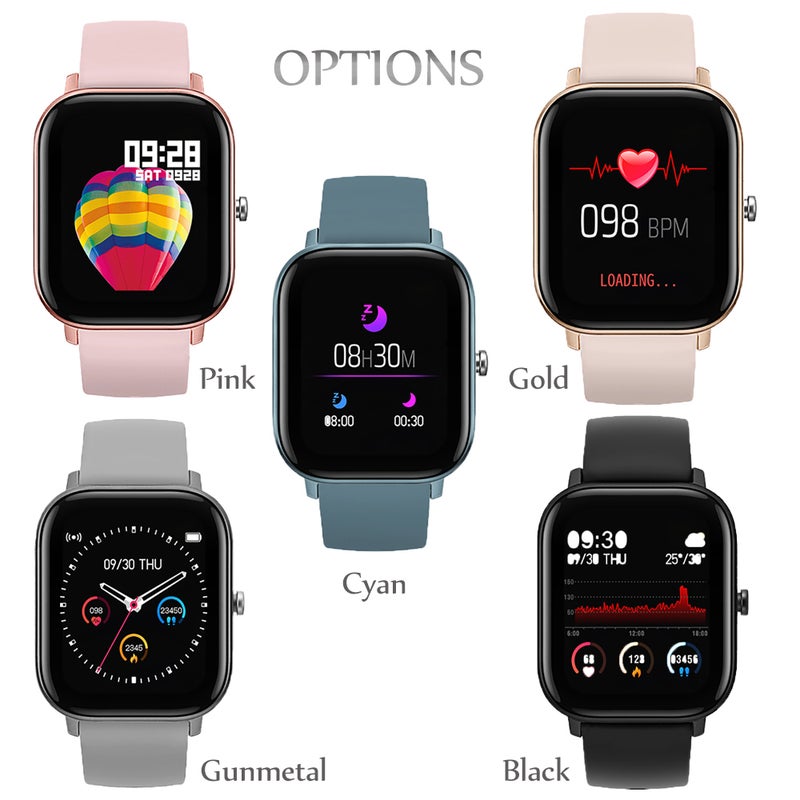 P8 Ultra Slim 1.4 Inch Screen Square Dial Multi-Function Smartwatch For Android/iOS Phones Cyan
