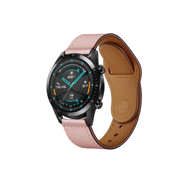 22mm Leather Watch Strap With Buckle Clasp For Honor Magic Smartwatch Pink - Image 1