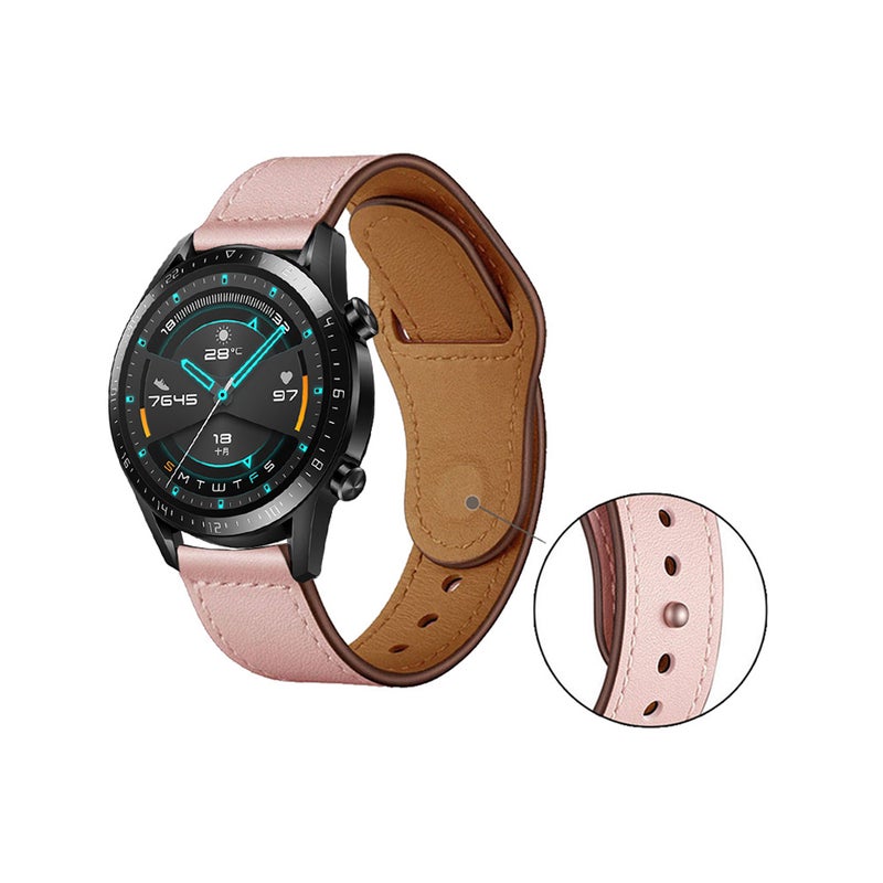 22mm Leather Watch Strap With Buckle Clasp For Honor Magic Smartwatch Pink - Image 2