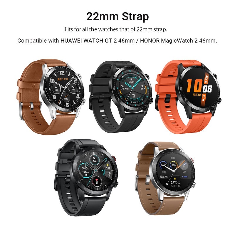 22mm Leather Watch Strap With Buckle Clasp For Honor Magic Smartwatch Pink - Image 4