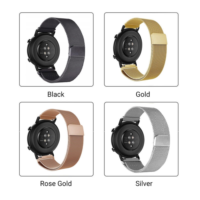 20mm Stainless Steel Watch Strap With Buckle Clasp For Honor Magic Smartwatch Black - Image 3