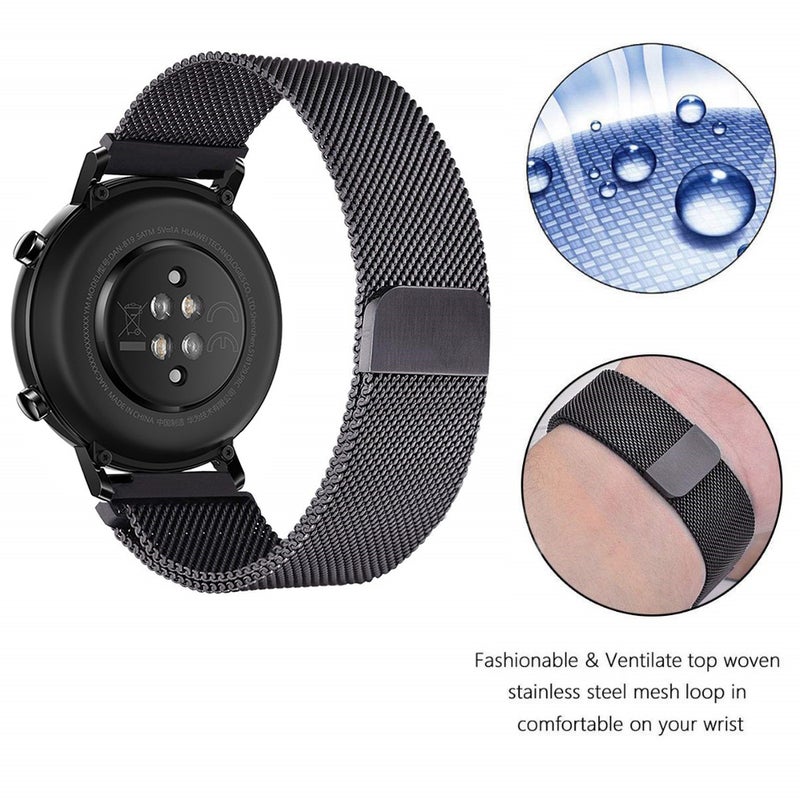 20mm Stainless Steel Watch Strap With Buckle Clasp For Honor Magic Smartwatch Black - Image 2