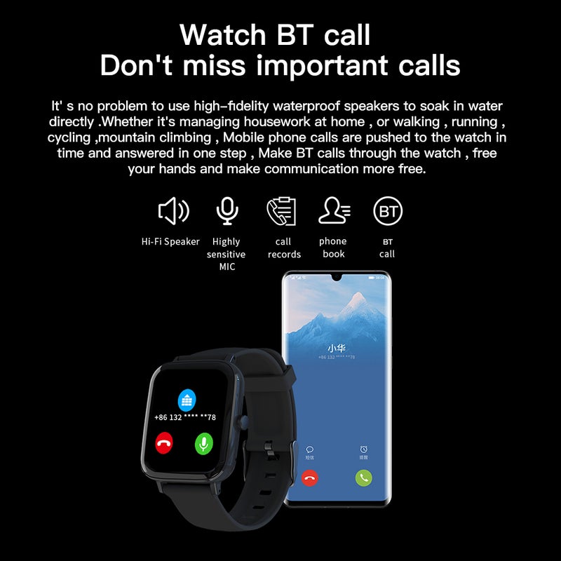Generic - GT168 IP67 Waterproof Multi-Function Smartwatch For iOS/Android Phones Black - Image 1