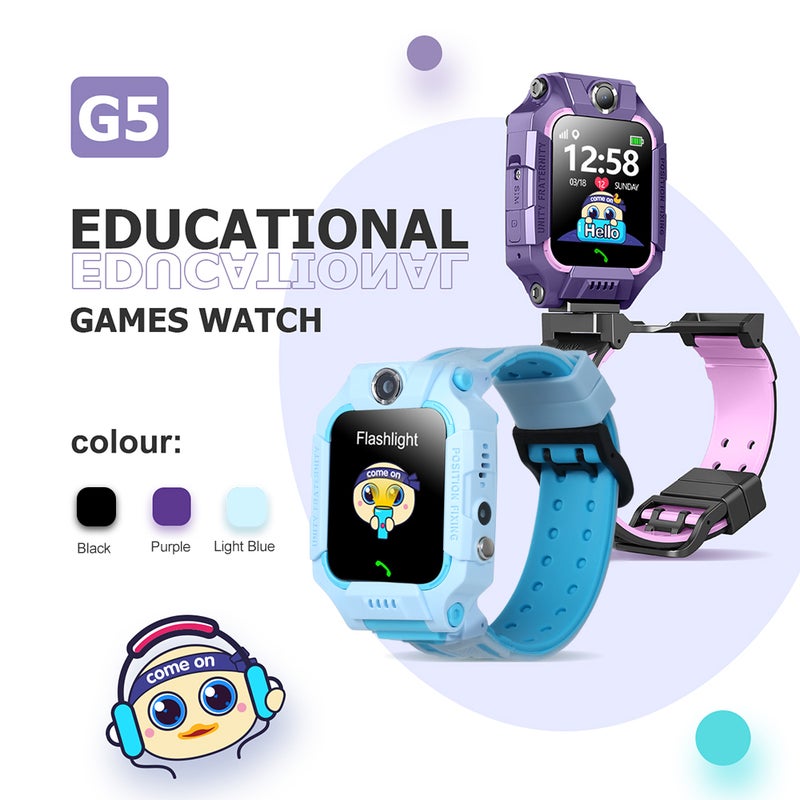 Generic - G7 Kids Built-In 8 Languages Multi-Function Smartwatch For iOS/Android Phones Light blue - Image 1