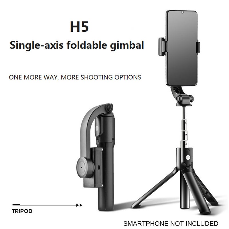 H5 Portable Adjustable PTZ Anti-Shake Handle Stabilizer For Smartphones Black  - Image 5