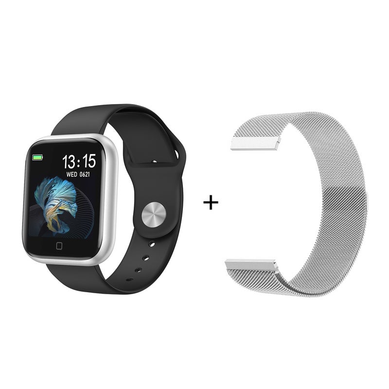 ساعة يد ذكية T80S متعددة الوظائف ومضادة للماء ومزودة بشاشة لمس لهواتف iOS/أندرويد رمادي - Image 1