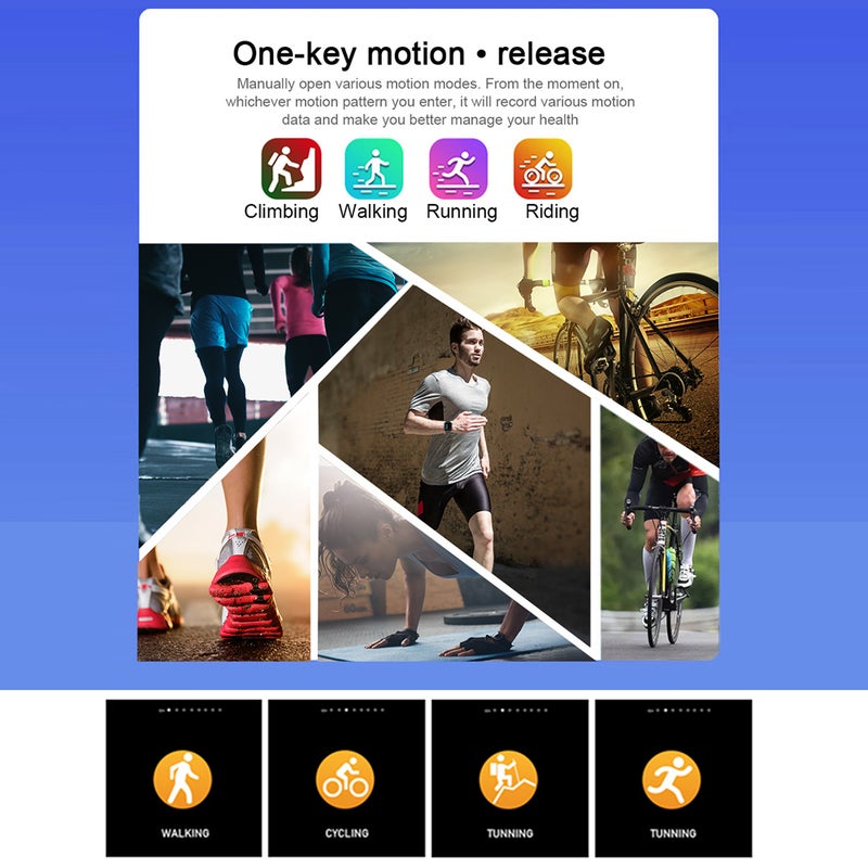 ساعة يد ذكية T80S متعددة الوظائف ومضادة للماء ومزودة بشاشة لمس لهواتف iOS/أندرويد رمادي - Image 2