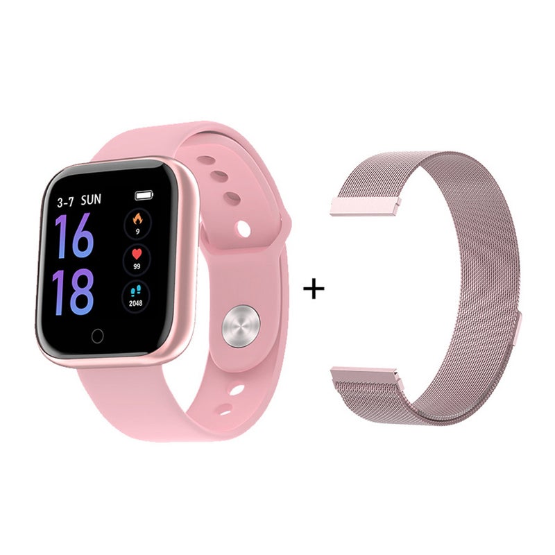 T80S Touch Screen Waterproof Multi-Function Smartwatch For iOS/Android Phones Pink - Image 1