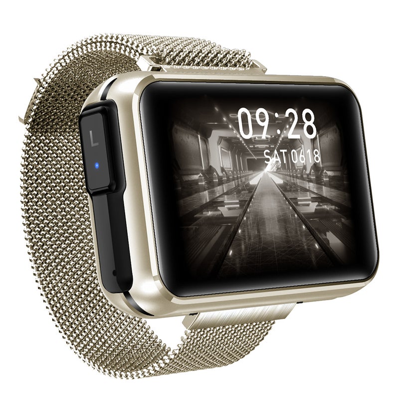2 In 1 IP67 Waterproof Multi-Function Bluetooth Earbud Wireless Headphone And Smartwatch For iOS/Android Phones Gold