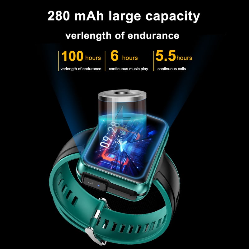 2 In 1 IP67 Waterproof Multi-Function Bluetooth Earbud Wireless Headphone And Smartwatch For iOS/Android Phones Gold