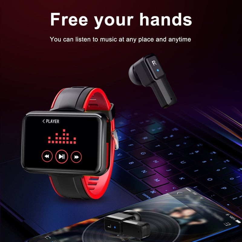 2 In 1 IP67 Waterproof Multi-Function Bluetooth Earbud Wireless Headphone And Smartwatch For iOS/Android Phones Gold