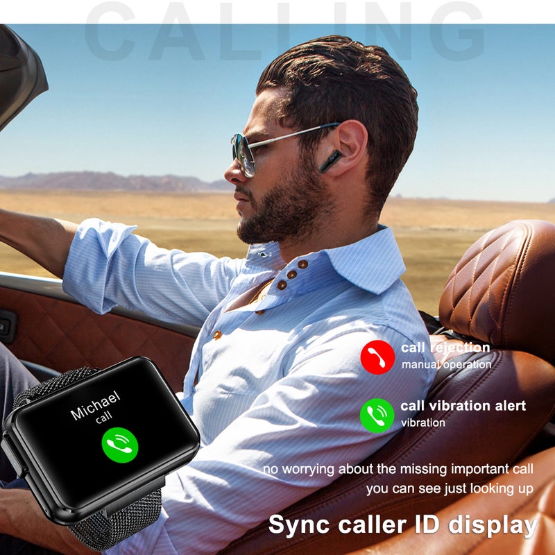 2 In 1 IP67 Waterproof Multi-Function Bluetooth Earbud Wireless Headphone And Smartwatch For iOS/Android Phones Gold