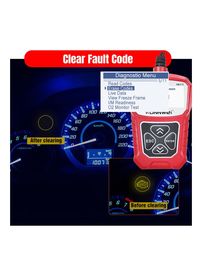 ماسح ضوئي لجميع أنواع السيارات، قارئ كود احترافي للسيارة، أداة فحص تشخيصية لمحرك المركبة طراز KONNWEI KW310 - Image 2