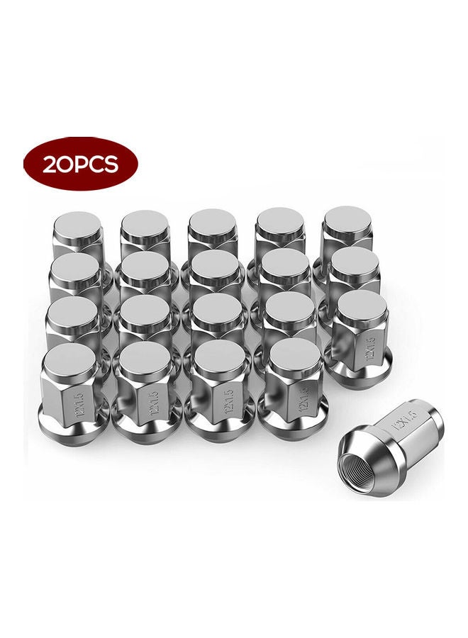 Generic - 20Pcs Lug Nuts Bulge Acorn 12x1.5 Chrome Wheel Nut Replacement for F-ord F-usion F-ocus E-scape - Image 1