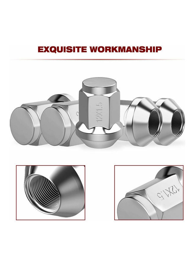 Generic - 20Pcs Lug Nuts Bulge Acorn 12x1.5 Chrome Wheel Nut Replacement for F-ord F-usion F-ocus E-scape - Image 1