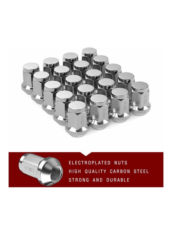 Generic - 20Pcs Lug Nuts Bulge Acorn 12x1.5 Chrome Wheel Nut Replacement for F-ord F-usion F-ocus E-scape - Image 1