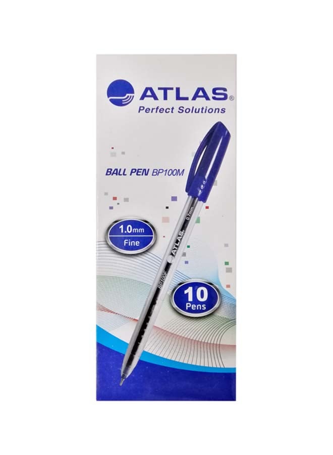 ATLAS 10-Piece Fine 1.0mm BallPoint pen Blue 