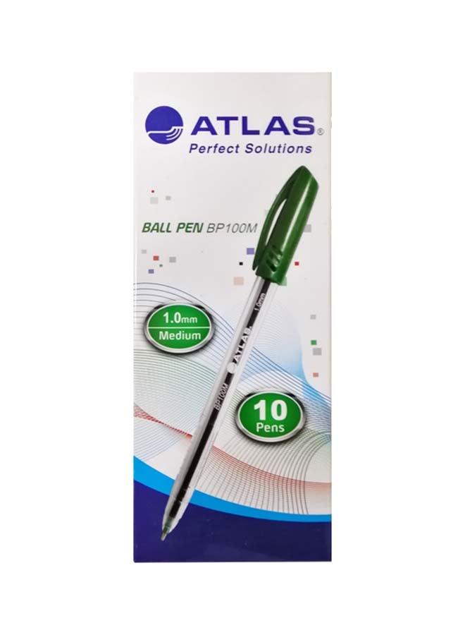 ATLAS 10-Piece Fine 1.0mm BallPoint pen Green 