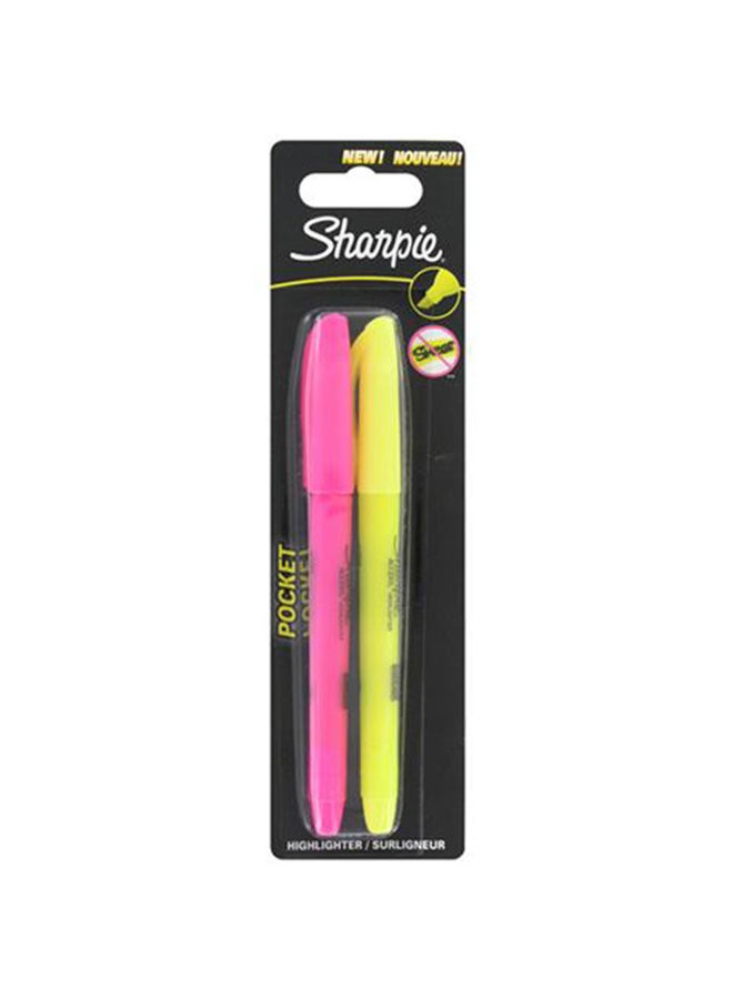 مجموعة أقلام تحديد أكسنت بحجم مناسب للجيب مكونة من قطعتين أصفر/وردي