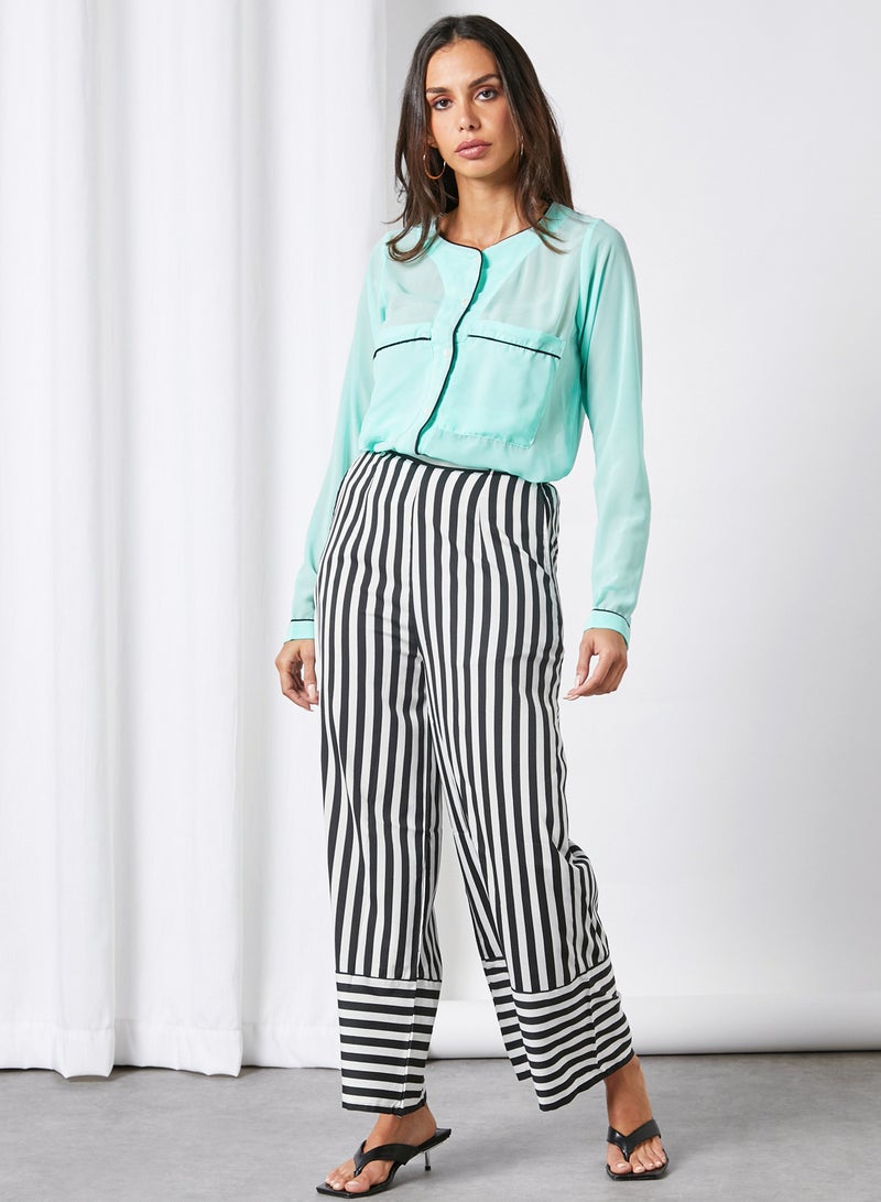 Miss Chase - Dual Pocket Sheer Top Blue - Image 1