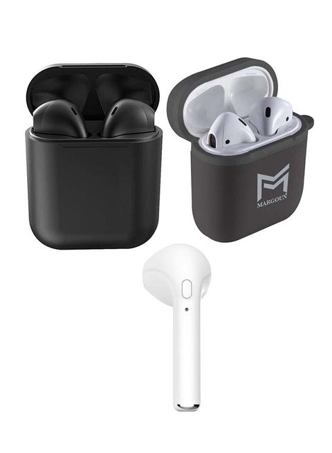 Wireless In-Ear Headphones With Charge Box With Protective Hard Case Shell For AirPods And i7 Bluetooth In-Ear Single Ear Headphone With Mic Multicolour
