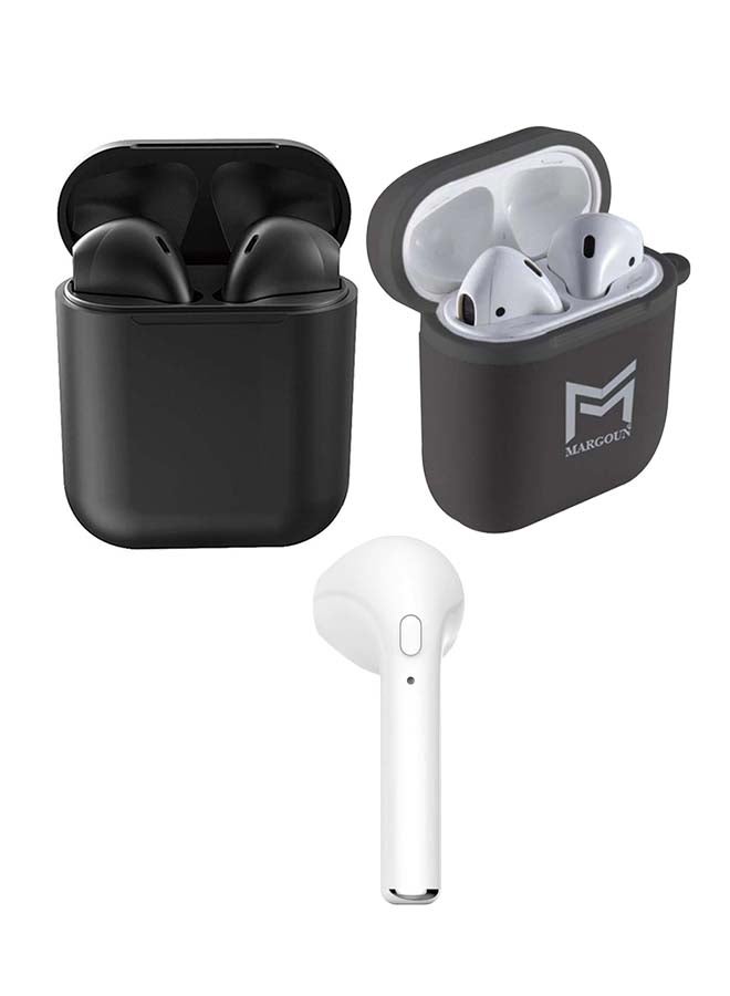 Generic Wireless In-Ear Headphones With Charge Box With Protective Hard Case Shell For AirPods And i7 Bluetooth In-Ear Single Ear Headphone With Mic Multicolour  - Image 1