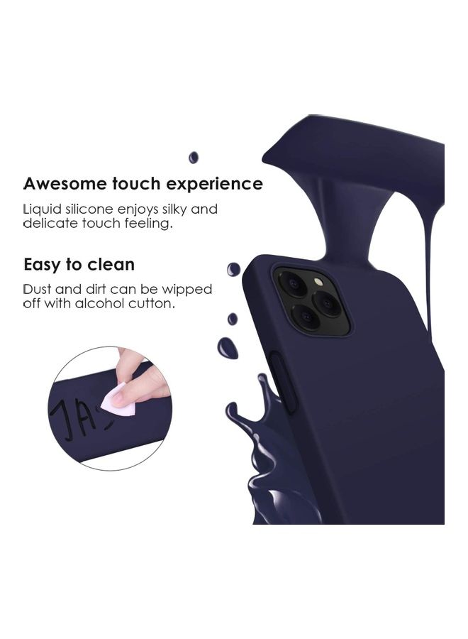 Silicone Shockproof Phone Case With Tempered Screen Protector For iPhone 12 Pro Max Dark Blue