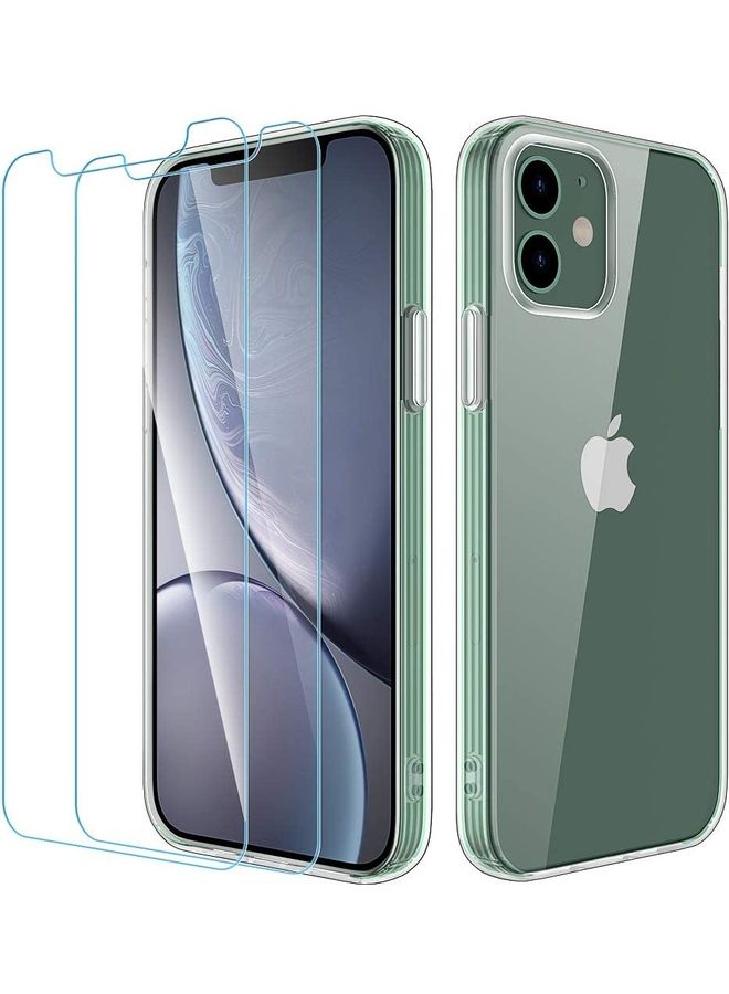 روك بو غطاء حماية مع لاصقتي حماية للشاشة لهاتف آيفون 12 ميني شفاف - Image 1