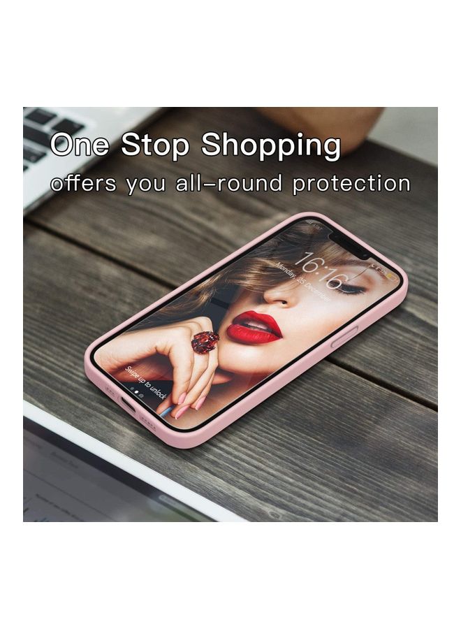 Rock Pow Silicone Shockproof Case Cover With Tempered Screen Protector For Apple iPhone 12 Pro Max Sand Pink - Image 2