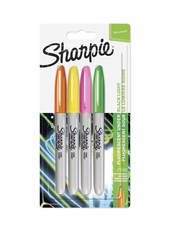 Sharpie - 4-Piece Neon Permanent Marker Set Multicolour - Image 1