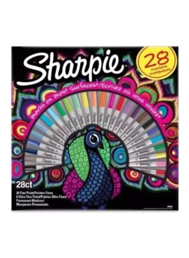 Sharpie - 28-Piece Peacock Design Permanent Marker Set Multicolour - Image 1