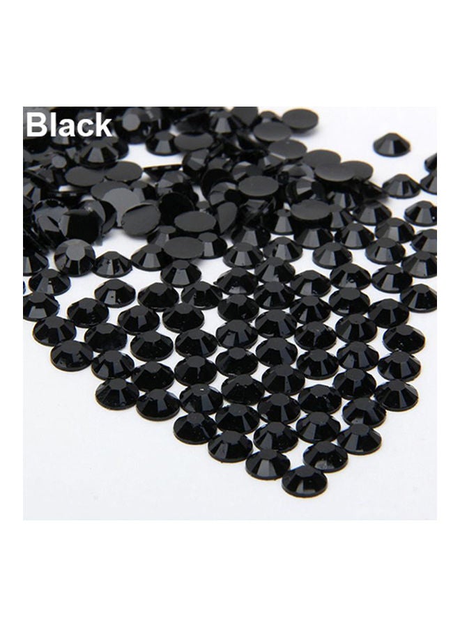 2000Pcs Flat Back Resin Rhinestones DIY Phone Case Nail Decals 2/3/4/5mm Black 20*10*20cm - Image 1