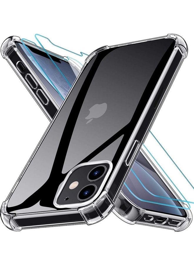 Rock Pow Protective Case Cover For iPhone12/12 With 2-Piece Screen Protector Clear - Image 1