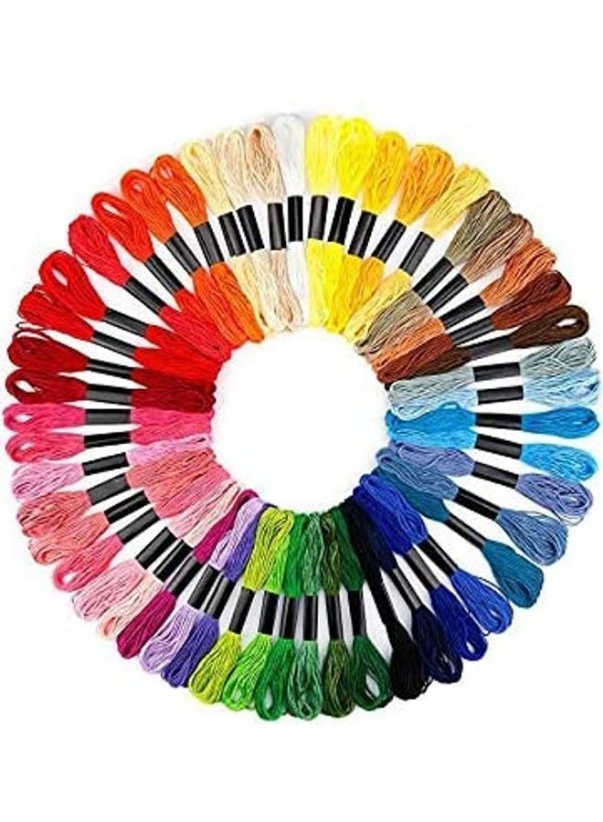 AIWANTO - Full Range of Embroidery Starter Kit Including 5-Pieces Bamboo Embroidery Hoops 50 Random Color Threads and 9-Piece Random Color Cross Stitch Tool Kit Multicolour - Image 1