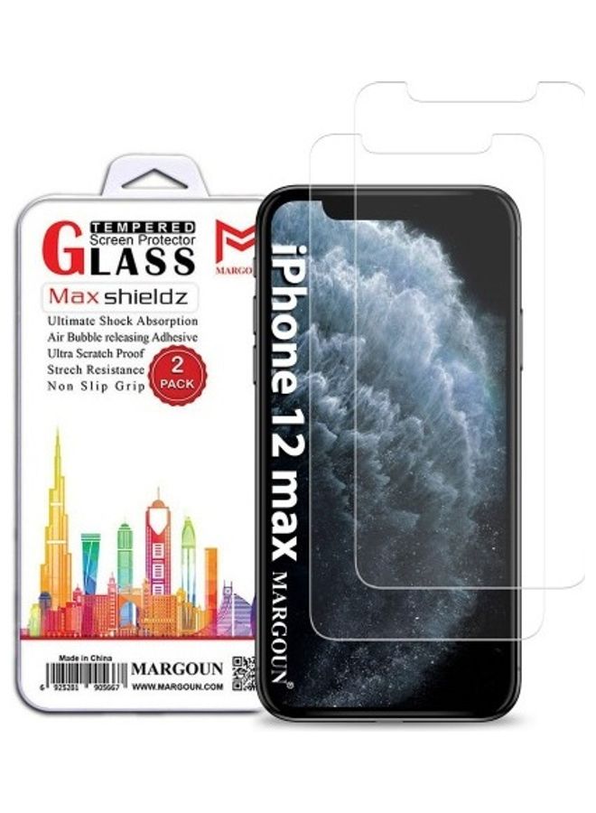 MARGOUN Pack Of 2 Tempered Glass Screen Protector For Apple iPhone 12 Pro Max Clear - Image 2