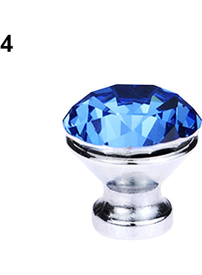 Diamond Design Drawer Pull Knob Blue/Silver - Image 1