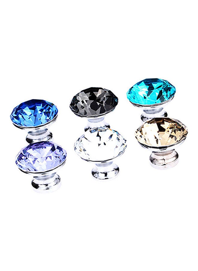 Diamond Design Drawer Pull Knob Blue/Silver - Image 2