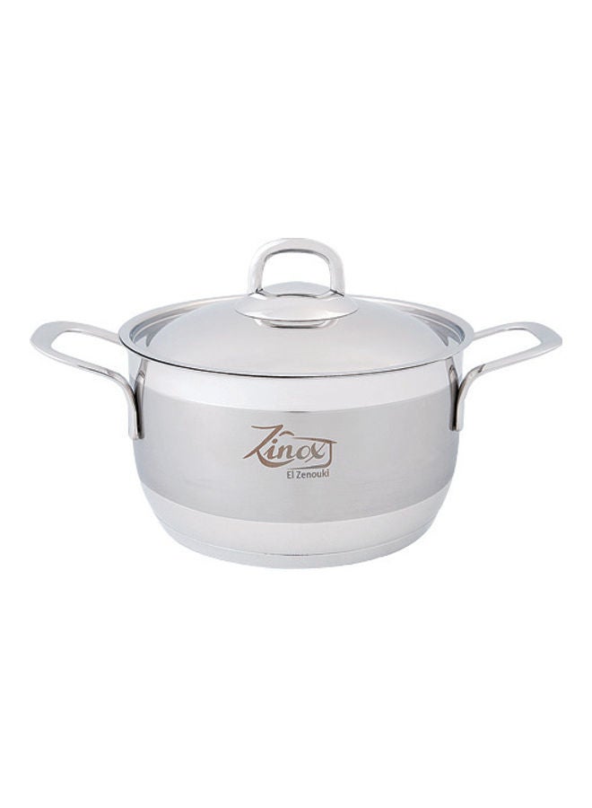 Elegant Stainless Steel Cooking Pot With Lid Silver 28cm