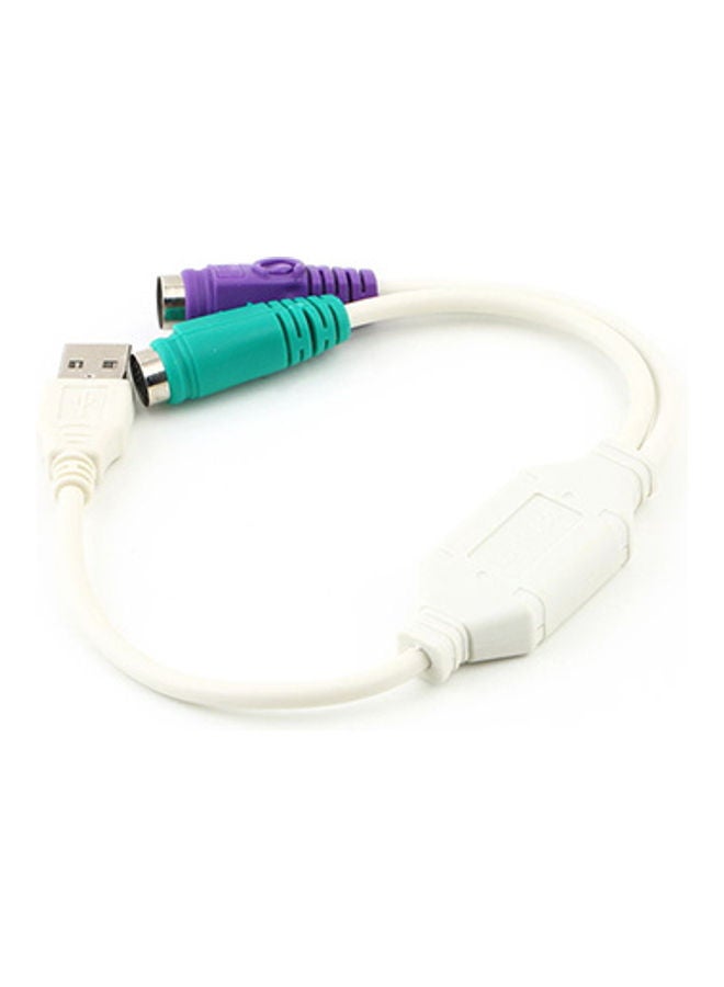 30cm USB Male to Dual PS/2 Female Converter Adapter Cable for Mouse Keyboard - Image 1