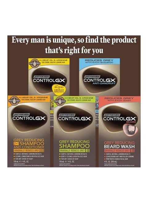 Just For Men Control GX Grey Reducing 2-in-1 Shampoo And Conditioner, Gradual Hair Color For Stronger And Healthier Hair, 4 Fl Oz - Pack Of 3 (Packaging May Vary) Price In UAE
