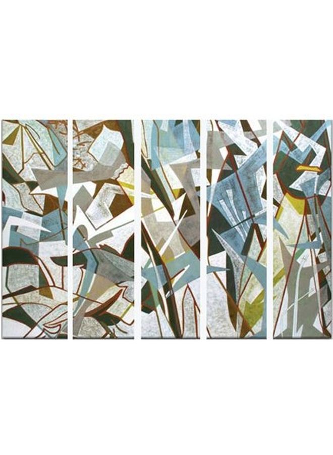 Fast Print 5-Piece Abstract Design Framed Vinyl Tableau Multicolor 180x90cm 