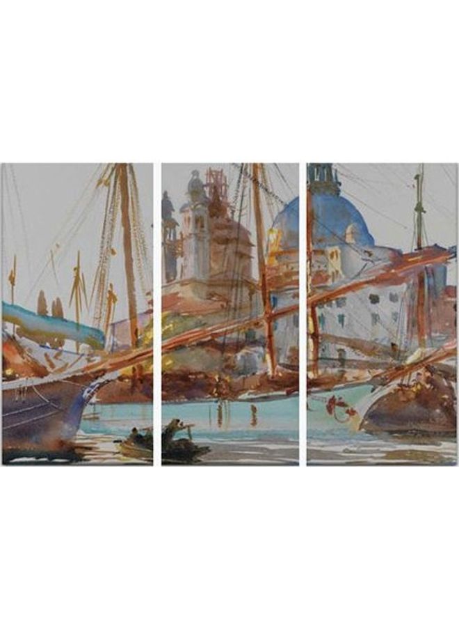 Fast Print 3-Piece Abstract Design Framed Vinyl Tableau Multicolor 100x60cm 